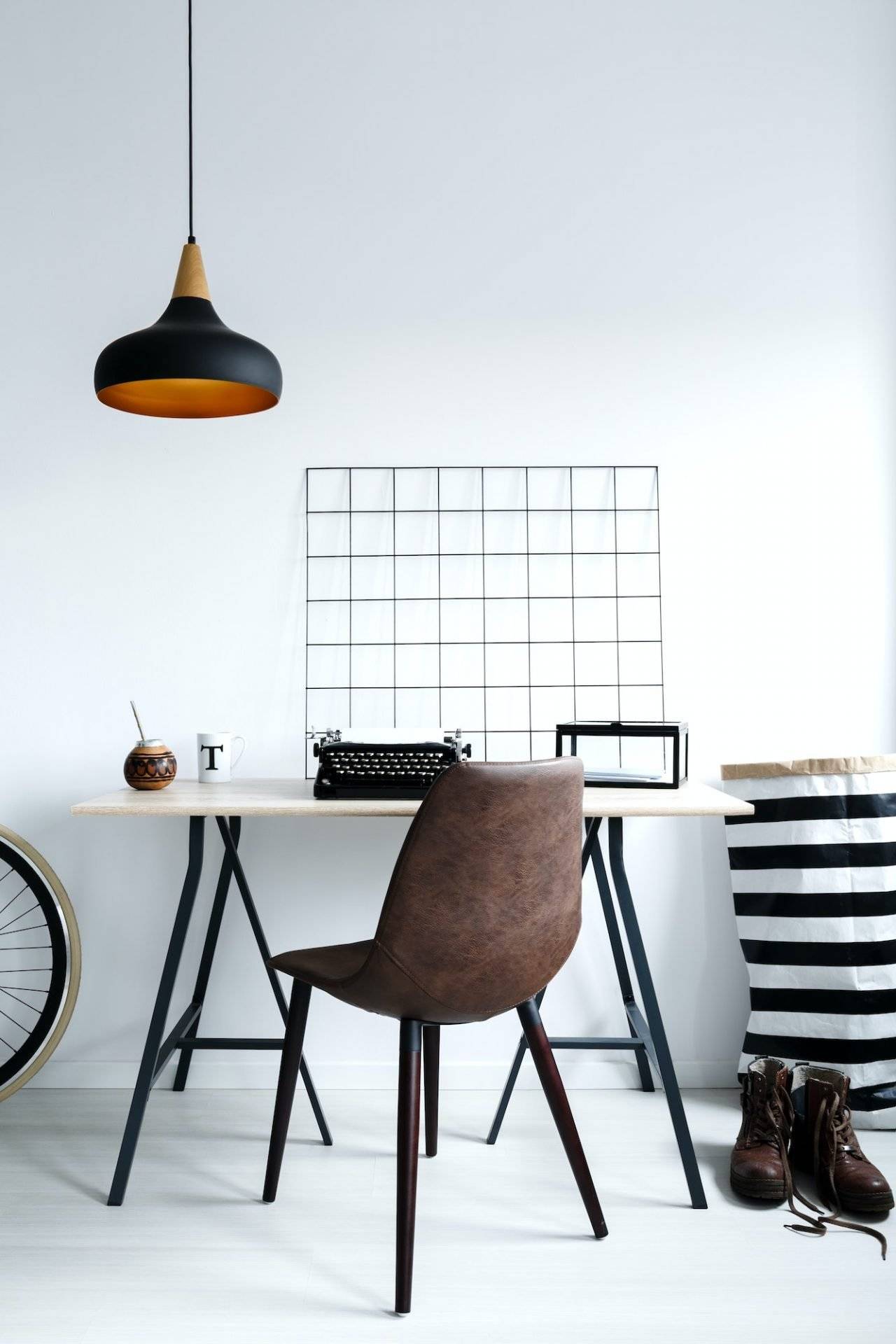 simple white home office